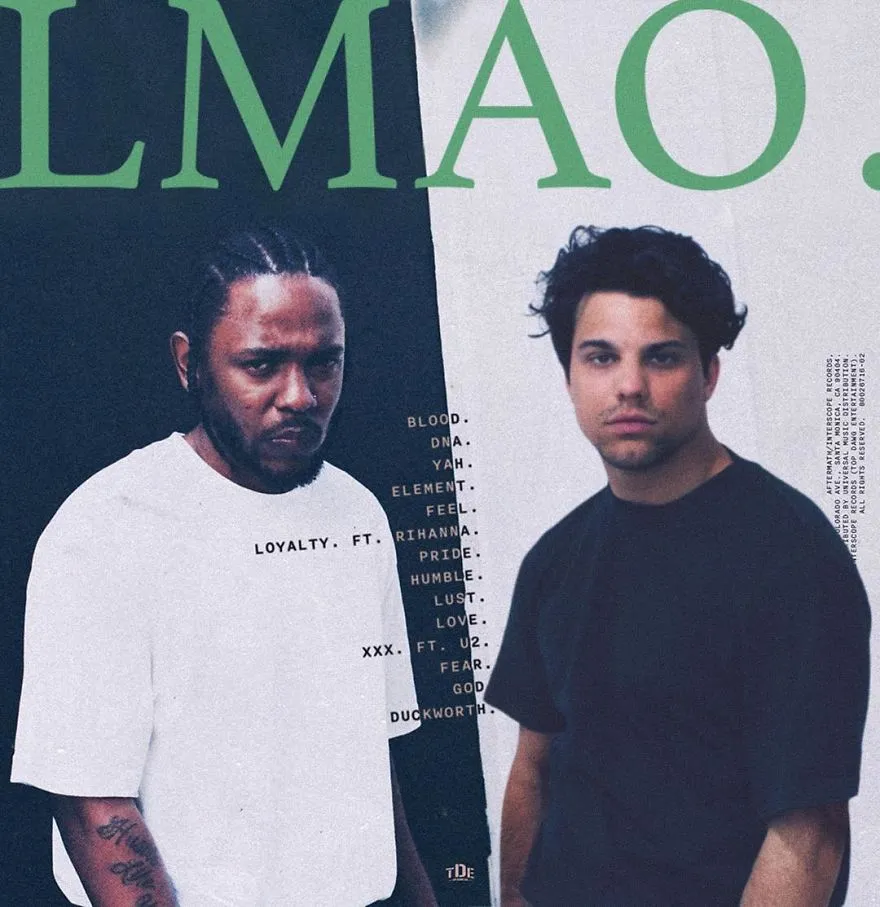 Paródia da capa de um álbum de rap com a palavra LMAO, com Average Rob ao lado do rapper