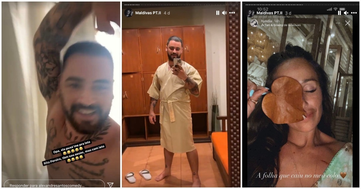 Alexandre Santos e Rita Pereira nas Maldivas, stories comparados