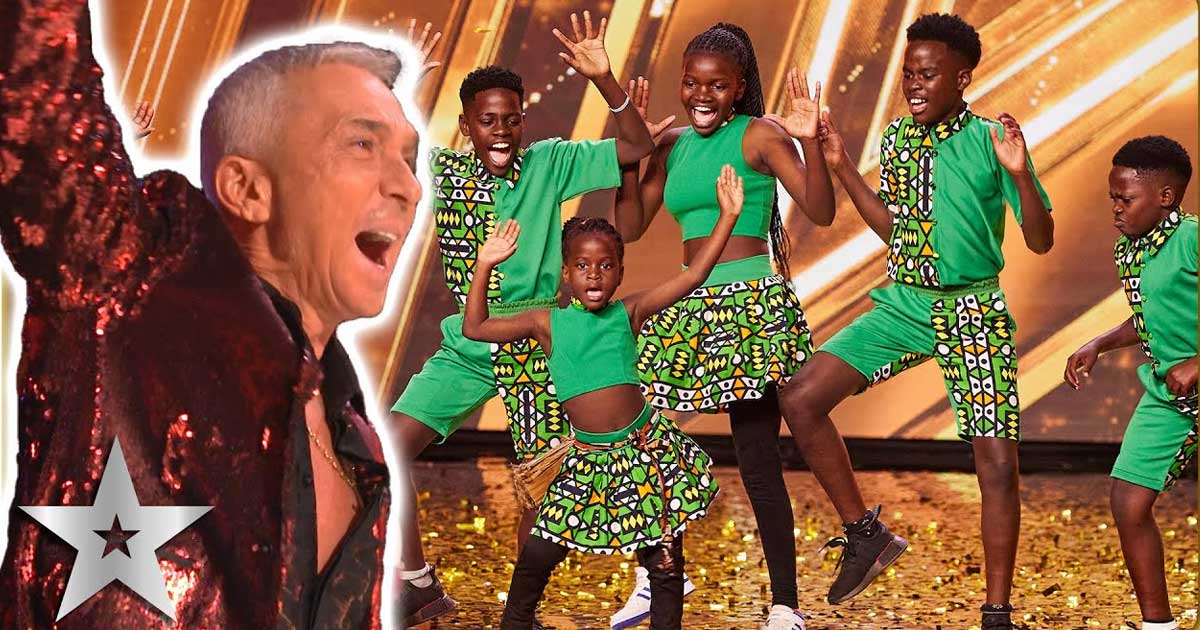 Grupo de crianças de Uganda recebe o “botão dourado” a meio da atuação no Britain’s Got Talent