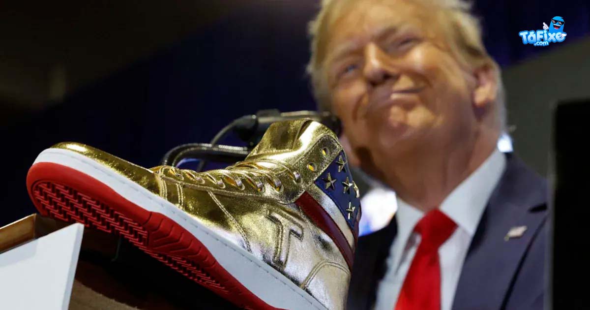 Donald Trump lança sapatilhas douradas depois de ser condenado por fraude
