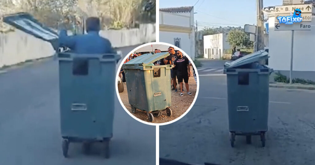 Moto em formato de caixote de lixo filmada nas ruas portuguesas