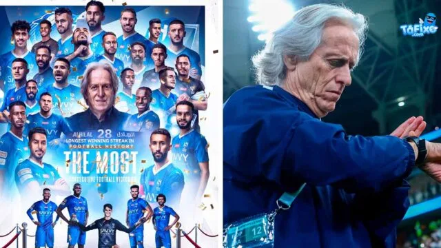 Jorge Jesus e Al Hilal entram no livro do Guiness com mais vitórias consecutivas